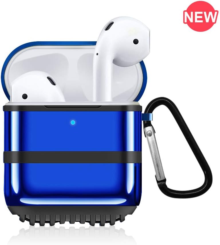 Airpods Case Cover with Keychain Compatible with Apple AirPods 2 & 1, Soft TPU Plated Case Shockproof Portable & Protective Cover Airpods Accessories [Front LED Light Visible]