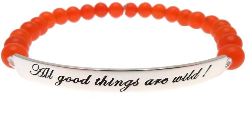Kissika 925 Sterling Silver 'All Good Things Are Wild' Neon Red Jade Bracelet
