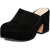 Pazzion Womens Comfy Thick Platform Closed Rounded Toe Mules Clogs Slip On Chunky High Heel Slipper Versatile Indoor Shopping Shoe Size 4-16 US