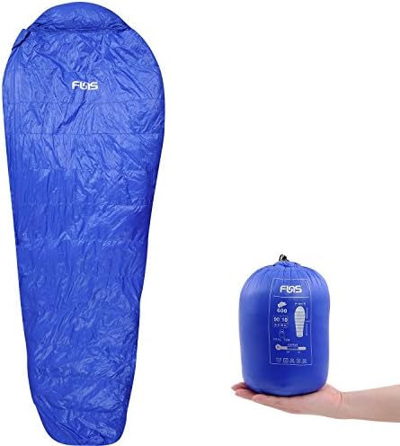 Funs Ultra Lightweight, 28 oz Only, Ultra Compact Down Sleeping Bag, 3 Season Suited 35-70 Degree, Great for Backpacking Camping Hiking (Blue)