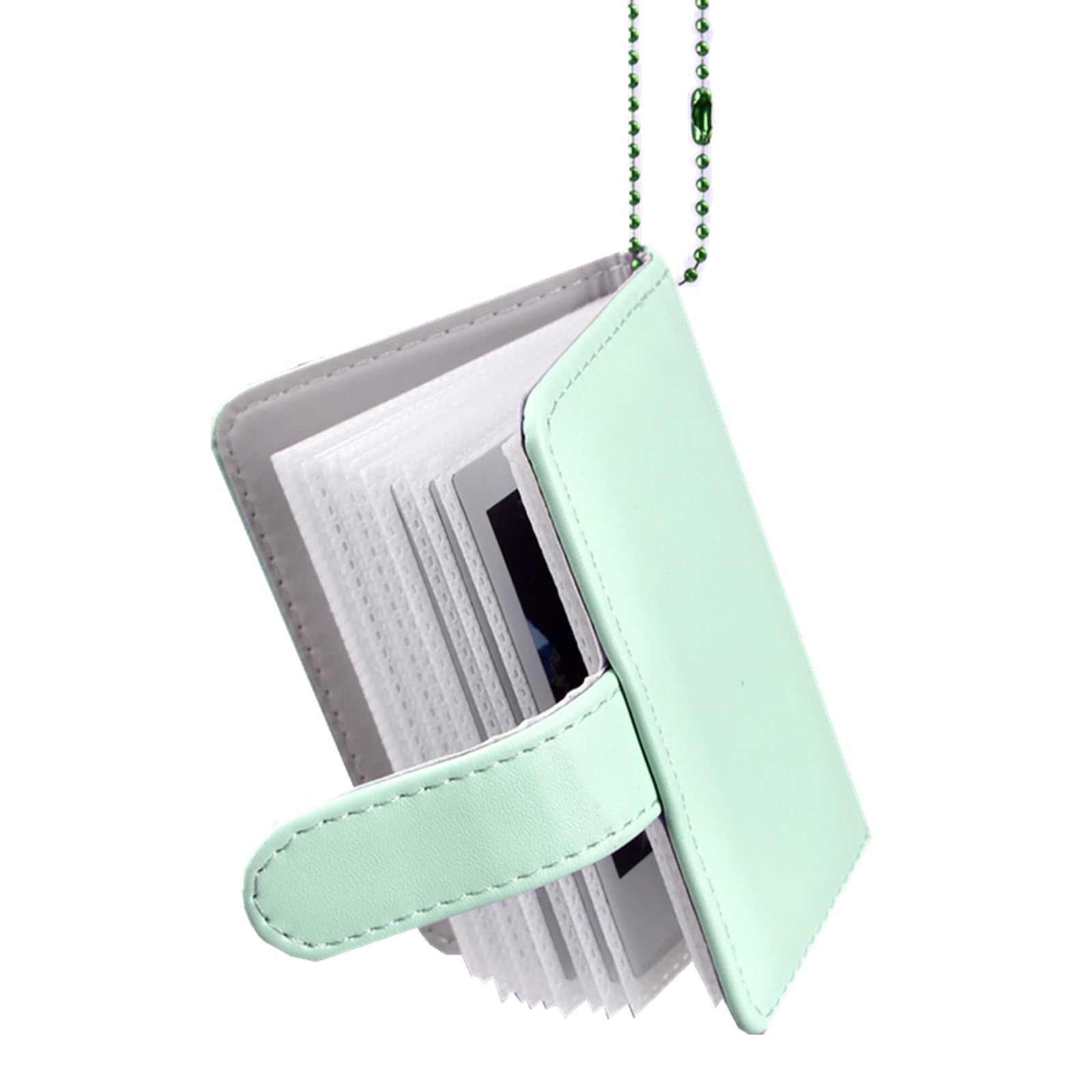HIYQIN 32 Pockets Mini Photo Album Compatible with Fujifilm Instax Mini Film - Instax Mini 13 12 99 70 7s 8 8+ 9 11 EVO LiPlay/LiPlay+, Portable Mini Photo Album with Keyring - Green — image 1