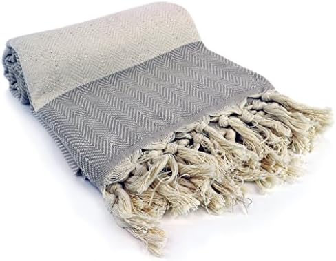 Premium Turkish Peshtemal 100% Cotton; Fouta Towel that is Absorbent, Quick Drying, Ultra Soft, and is a Multi use Blanket (Beige)