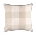 4TH Emotion Farmhouse Decoration Beige White Checkers Plaids Linen Christmas Throw Pillow Case Decorative Cushion Cover Pillowcase Cushion Case for Sofa 18 x 18 Inch