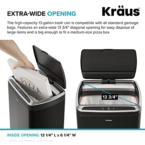Kraus KTCS10MB GarbagePro Rectangular 13 Gallon HandsFree Motion