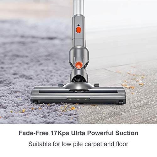 Cordless Vacuum Cleaner, PUPPYOO 17Kpa Lightweight 200W Brushless Motor