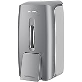 Bertreno Commercial Soap Dispenser Wall Mount Manual Pump Hand Soap Dispenser 800ml Gel Liquid Hand Sanitizer Dispenser Self Adhesive for Home Bathroom (Silver)
