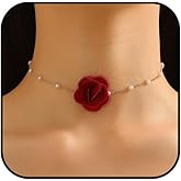 Rose Choker Necklace for Women Pearl Rose Floral Necklaces Black Rose Flower Necklace Elegantes Prom Floral Jewerly