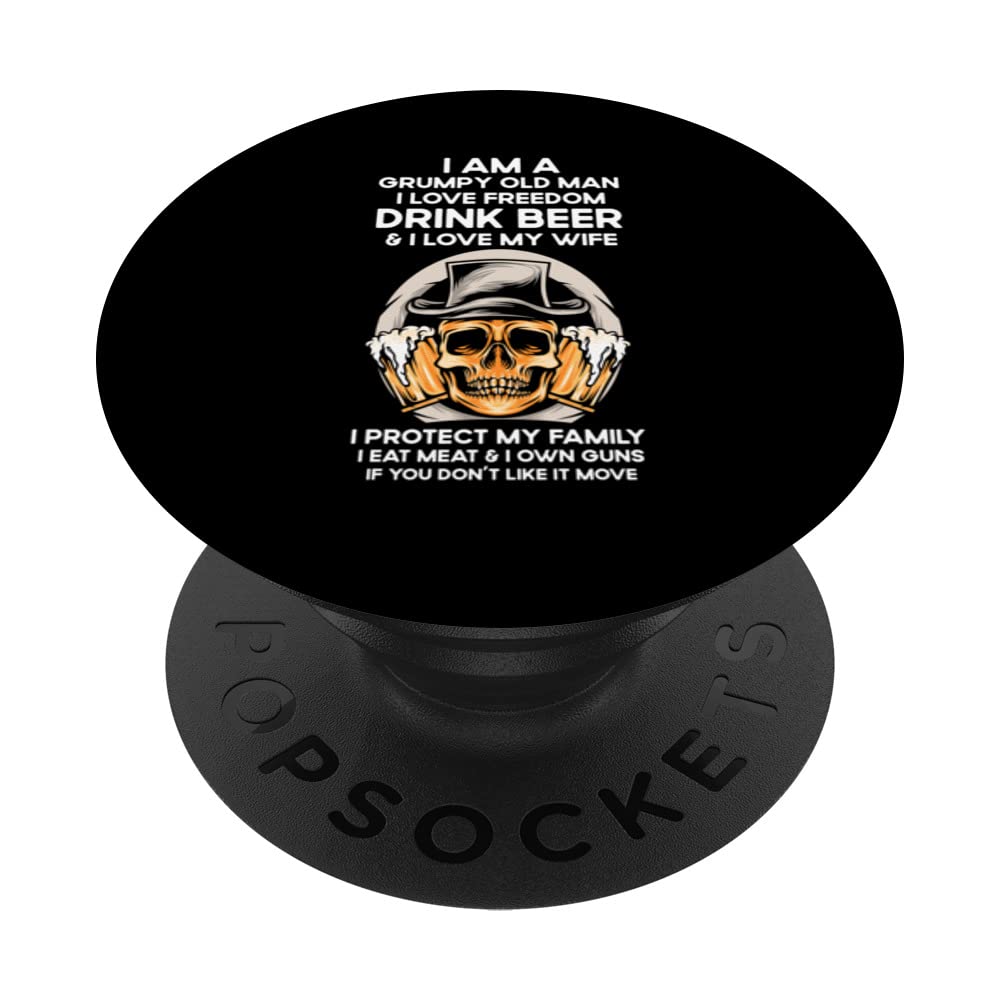 Distressed Quote Old Man And Drink Beer and love Wife PopSockets Swappable PopGrip