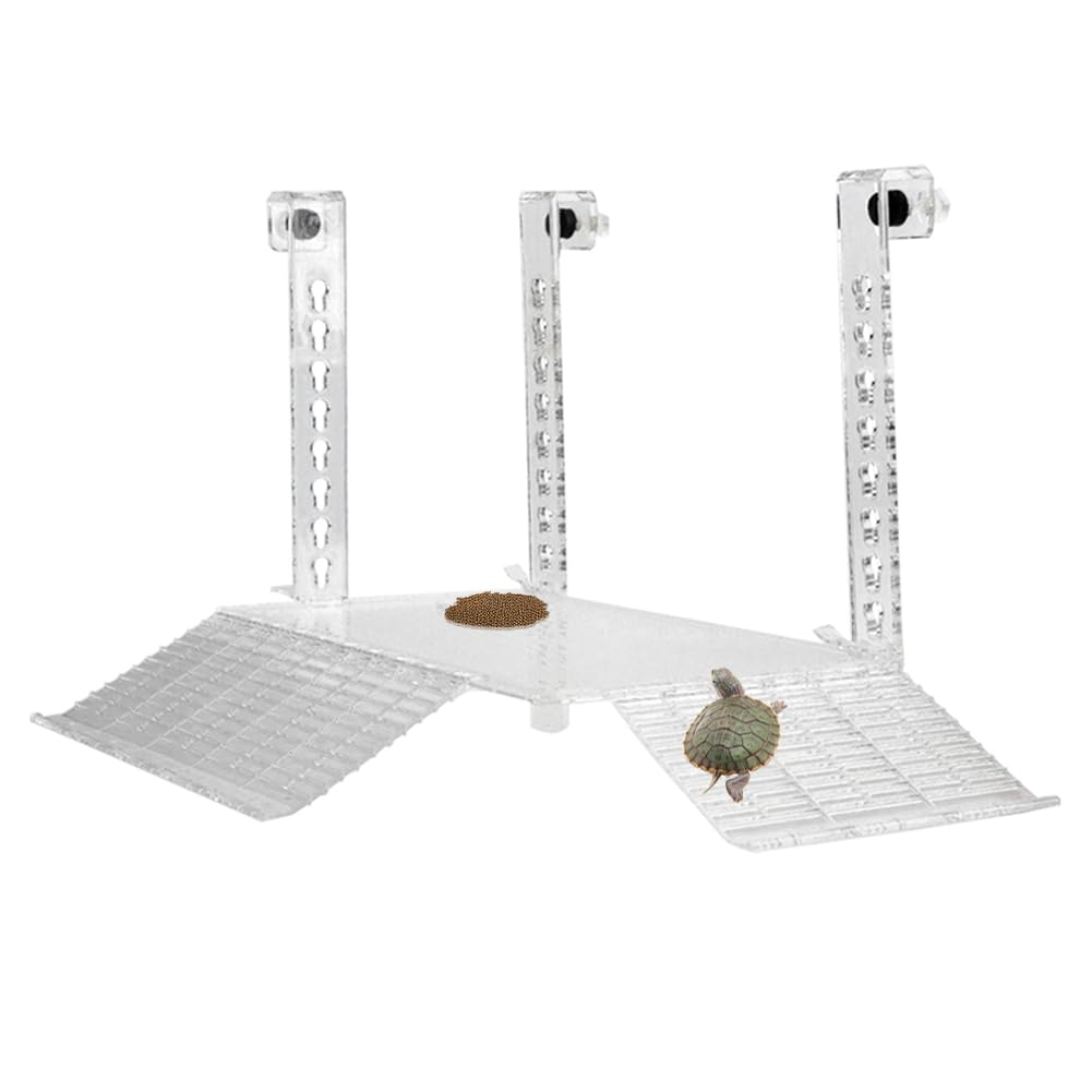 Photo 1 of YXQ Hanging Turtle Basking Platform Multifunctional Acrylic Large Ramp Terrace Fence Type Aquarium Tank Decor Platform for Aquatic Reptile Feeding Resting