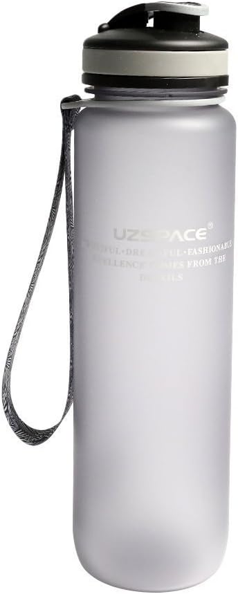 Amazon Uzspace プラスチック水筒 1リットル スポーツ 登山 広口 ウォーターボトル ドリンクボトル 自転車 プラスチックボトル 1l グレー ワンタッチ 並行輸入品 ボトル ジャグ
