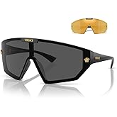 Versace VE4461 Shield Sunglasses for Men for Women +FREE SPARE Clip on Shield Lens +BUNDLE with ACCESSORY EYEWEAR KIT