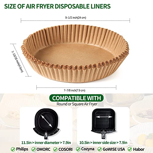 LANARP 200 Pcs 7.9 Inch Air Fryer Disposable Paper Liner Nonstick