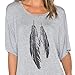 Romastory Womens Street Style Feather Pattern T-Shirts Casual Loose Top Tee Shirts (XL, Gray)