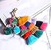 BRUCEWANG Hand Made Colorful Bohemian Pom Pom Tassel Handbag Charms key chain women-Gift (Style C)