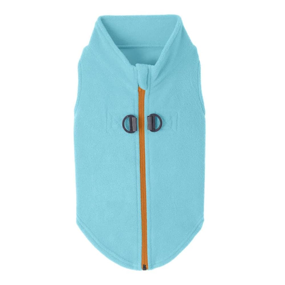 Gooby Zip Up Fleece Dog Sweater - Turquoise, Medium - Warm Pullover Fleece Step-in Dog Jacket with Dual D Ring Leash - Winter Small Dog Sweater - Dog Clothes for Small Dogs Boy and Medium Dogs