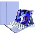 SOUYOYIHI Keyboard Case Compatible with iPad 9th 8th 7th Generation 10.2 inch/Air 3rd Gen Pro 10.5 inch Keyboard with Touchpad Color Keyboard Removable Bluetooth Keyboard Cover,Purple