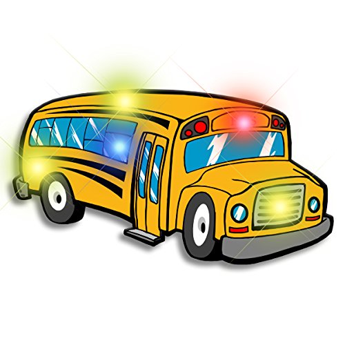 Light Up School Bus Flashing Blinking LED Body Light Lapel Pins (25-Pack)