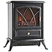 VonHaus Free Standing Electric Stove Heater Portable Home Fireplace with Log Burning Flame Effect Adjustable 1500W (16.8W x 10.8L x 20H inches - Black)