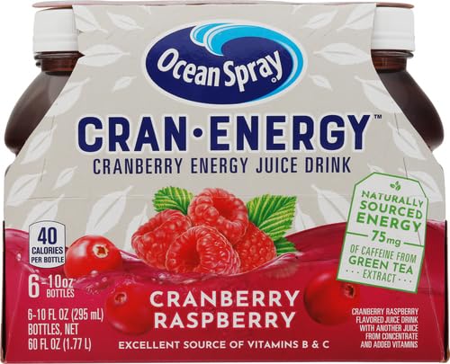 OCEAN SPRAY CRAN-ENERGY, CRANBERRY RASPBERRY ENERGY JUICE DRINK,10 FLUID OUNCE,6 COUNT
