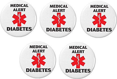 QTY 5 Medical Alert DIABETES 2.25" Keychains Diabetic Health Symbol Sign
