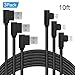 Right Angle Micro USB Cable 10ft 3 Pack 90 Degree Android Charger Cable Extra Long USB Micro Cable Nylon Braided Charger Cords and Data Sync for Galaxy s7 s6 /Android Smartphones(Black, 10feet)