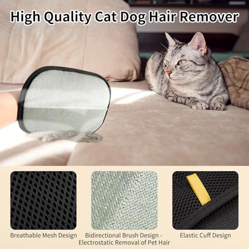Kunoli 2PCS Pet Hair Remover Glove, Static Pet Hair Removal Glove, Dual-Sided Grooming Gloves, Reusable Pet Hair Removal for Washing Deshedding Grooming, Suit for Sofa Carpet Clothing