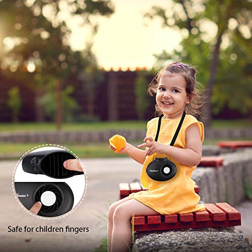 SkyGenius Battery Operated Necklace Fan, Mini Portable USB Rechargeable Fan for Personal Cooling, Kids, Gift, Camping, Outdoor Event, Travel, Concerts, Church, Hot Flash (New Version, Black)