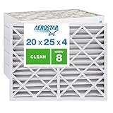 Aerostar Clean House 20x25x4 MERV 8 Pleated Air Filter, Made in the USA, (Actual Size: 19 1/2"x24 1/2"x3 3/4"), 6-Pack