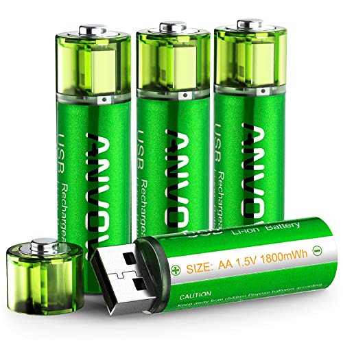 ANVOW Rechargeable AA Lithium Batteries USB Double AA Battery 1.5V