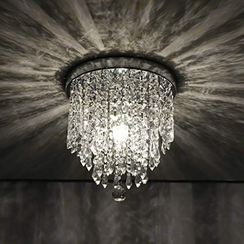 Iusun Hanging Ceiling Lamp, Chandelier Crystal Ball Fixture Modern Vintage Pendeant HT.9.84" X WD.9.8" LED Light (Bulb Not Included) for Home Holiday Party Decor - Ship From USA (Silver)