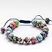 Ovalbuy Multi-Color Fimo Flower Bead Adjustable Bracelet