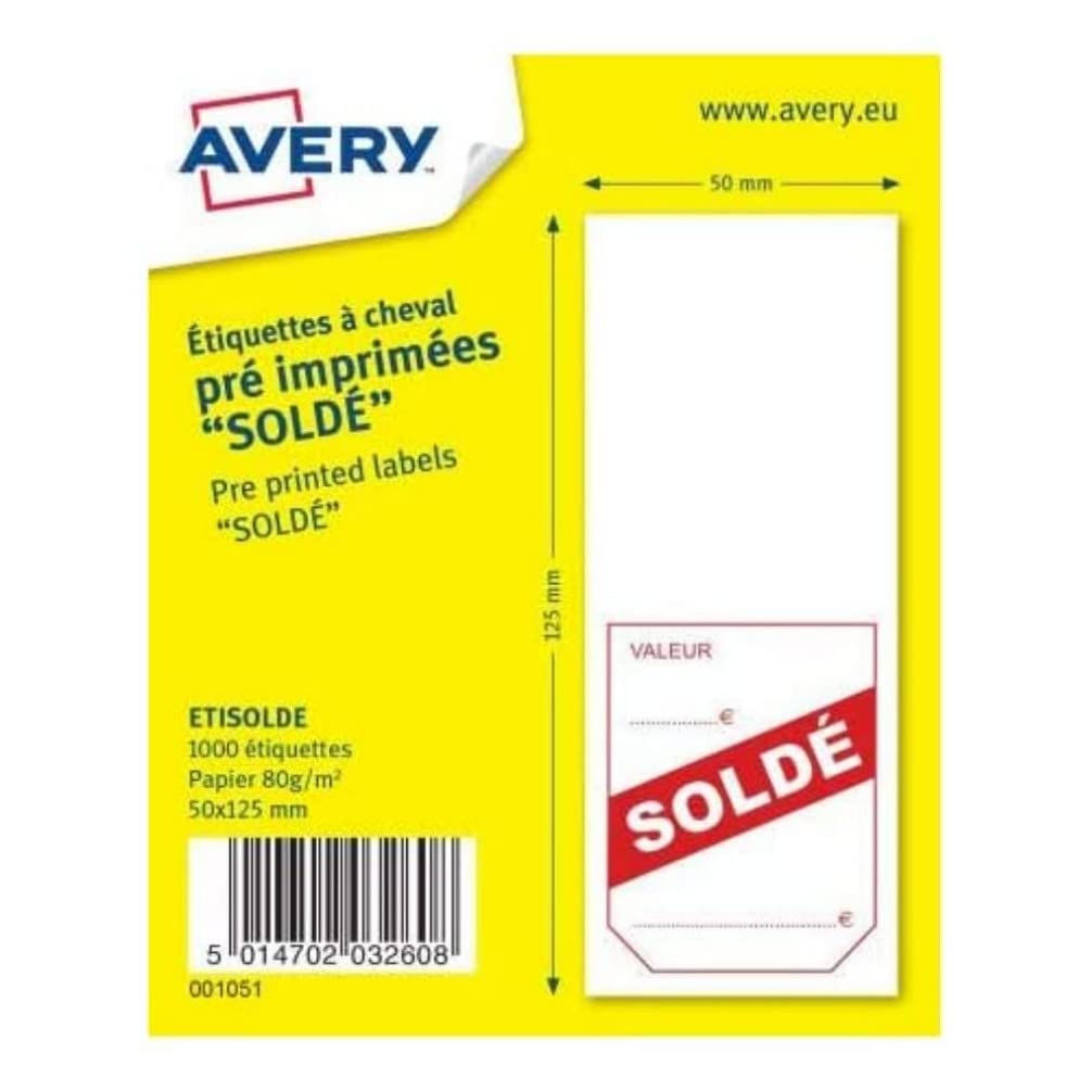 Avery Box of 1000 Pre-Printed Horse Labels "Sale" 50 x 125 mm (ETISOLDE)