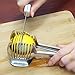 i Kito Tomato Lemon Slicer Holder Round Fruits Onion Shreader Cutter Guide Tongs with Handle Kitchen Cutting Potato Lime Food Stand Stainless Steel