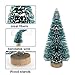 DECARETA 35 PCS Sisal Trees Mini Green Bottle Brush Trees with Wood Base Artificial Snow Frost Trees Ideal for Christmas DIY Craft Party Decoration (4 Size)