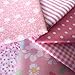 flic-flac 20 x 20 inches (51cmx51cm) Fat Quarter Natural Cotton Quilting Fabric Thick Craft Printed Fabric High Density Bundle Squares Patchwork Lint DIY Sewing (6pcs, Pink)