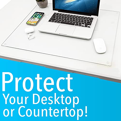 19" x 24" Tempered Glass Desk Mat to Protect Your Desk Sleek Glass