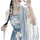 Large Size 8XL Chinese Hanfu Women Traditional Cosplay Costume Song Dynasty Summer Blue Hanfu 3pcs Suit