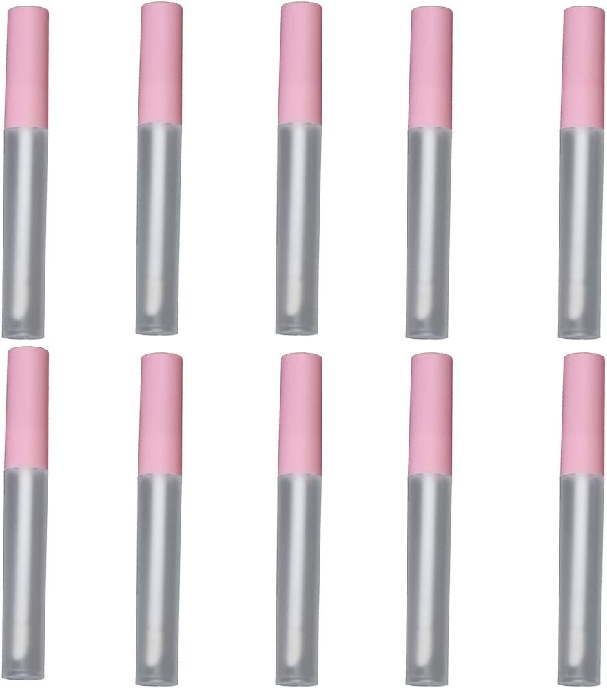 YASUOA 10 Pack 2.5ml Lip Gloss Tubes Containers,Refillable Lip Glaze Lip Balm Bottles with Rubber Inserts Lipstick Vials for Women Girls Lady Travel Makeup Cosmetics Samples Beauty(Frosted Pink)