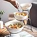 3 Tier Oval Bowls with Metal Rack,Food Server Display Stand, Three Serving porcelain Bowls set,Dessert Appetizer Snack Server