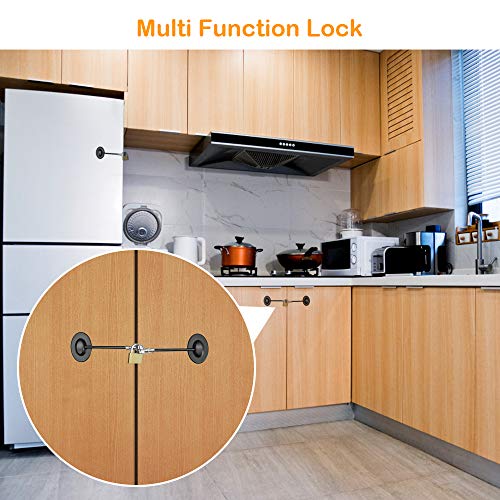 Refrigerator Lock, Fridge Lock with Keys and Padlock, Freezer Lock with Strong 3M Adhesives, Heavy-duty Aircraft Cable, provides 500lbs Resistive Force, Black Refrigerator Locks for Children - Thumbnail 5