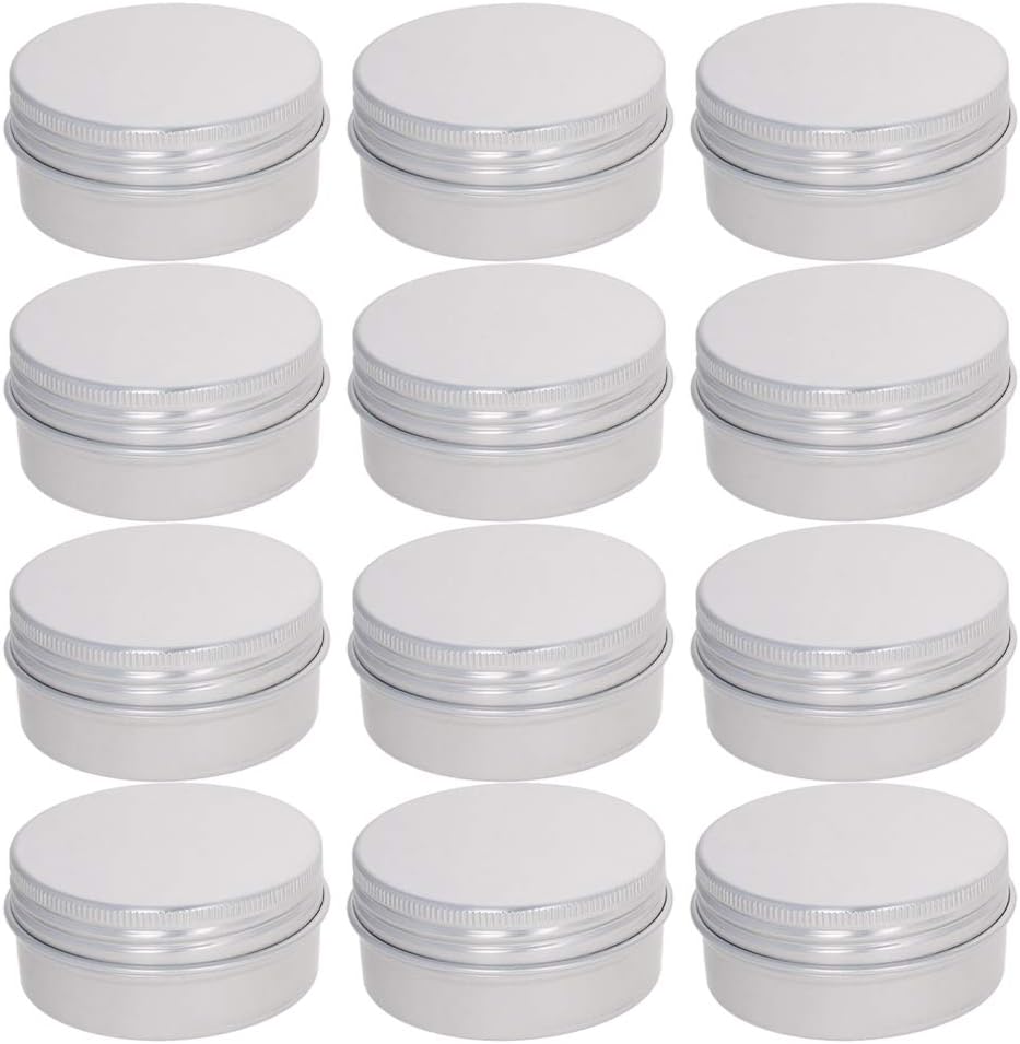 Othmro 12pcs Aluminium Tin Jars, 1.7oz Small Containers Tins with Screw Lids, Empty Can Travel Tins for Candles Cosmetic