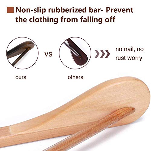 JS HANGER Gugertree Wooden Extra-Wide Shoulder Suit Hangers, Wood Coat Hangers Pant Hangers, Natural Finish, 6-Pack - Thumbnail 6