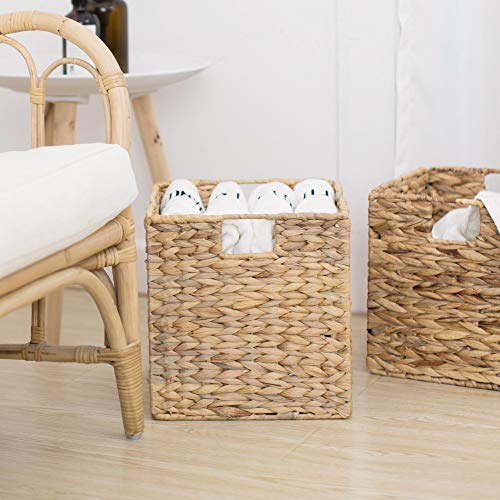 StorageWorks Wicker Baskets for Storage with Liners, Water Hyacinth
