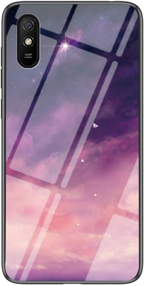 Redmi 9A Case, [Tempered Glass Back 