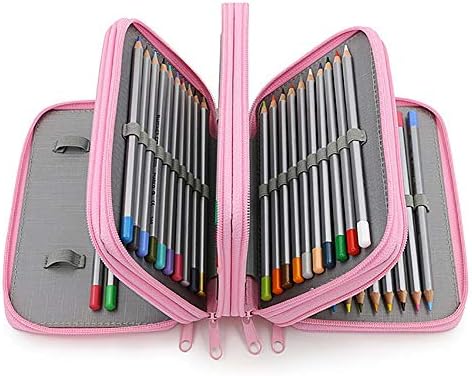 Pencil Case Cartoon Multifunctional Oxford Cloth Four Floors High Capacity Student 72 Holes Pen Bag Makeup Tool Bag Storage Pouch Purse(Pink 12.5 * 19.5 * 9cm)