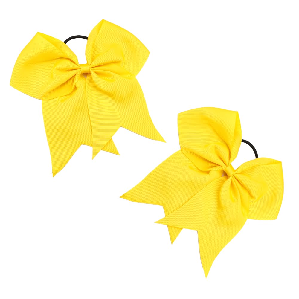 Large Sequin Cheer Bows - 2 Pcs Cheerleading Ponytail Holders, 20cm Girls Hair Bands, Yellow