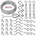 Blika Globe String Suspension Hanging Kit, Outdoor Light Guide Wire, Include 164ft Transparent Vinyl Coated 304 Stainless Steel Cable, Turnbuckle and Hooks.(Upgrate Versio, Silver