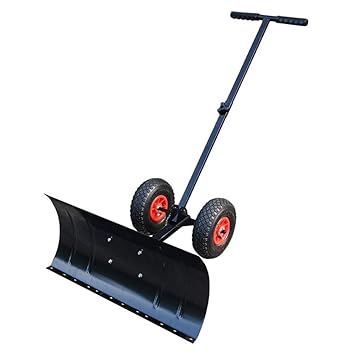 Kitechildhrrd Schneeschaufel mit Rädern Höhenverstellbar Klappbar Schneeschieber Schneeräumer Schneeschild 74 cm Arbeitsbreit