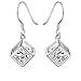 KOREA-JIAEN Fashion Jewelry Chests S925 Sterling Silver Plated Base Dangle Earrings (Cube)
