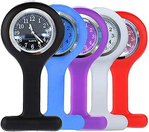 Silicone Nurse FOB Watch Lapel Pin-on Brooch Fob Watch,Pack of 5